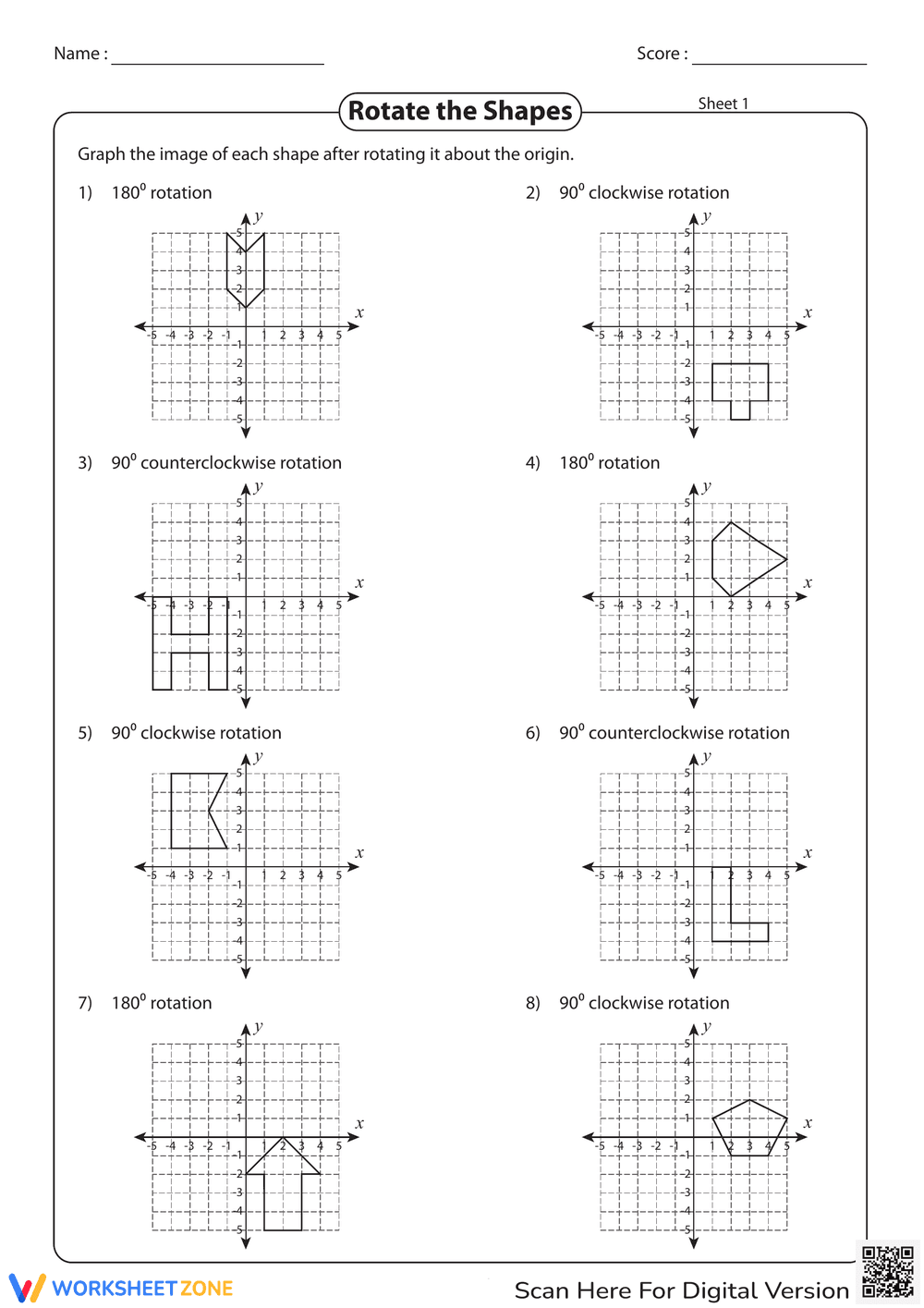 Rotation of Shapes Geometry Practice - Page 1