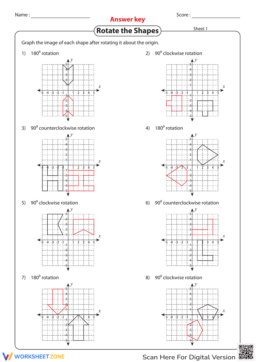 Rotation of Shapes Geometry Practice - Page 2