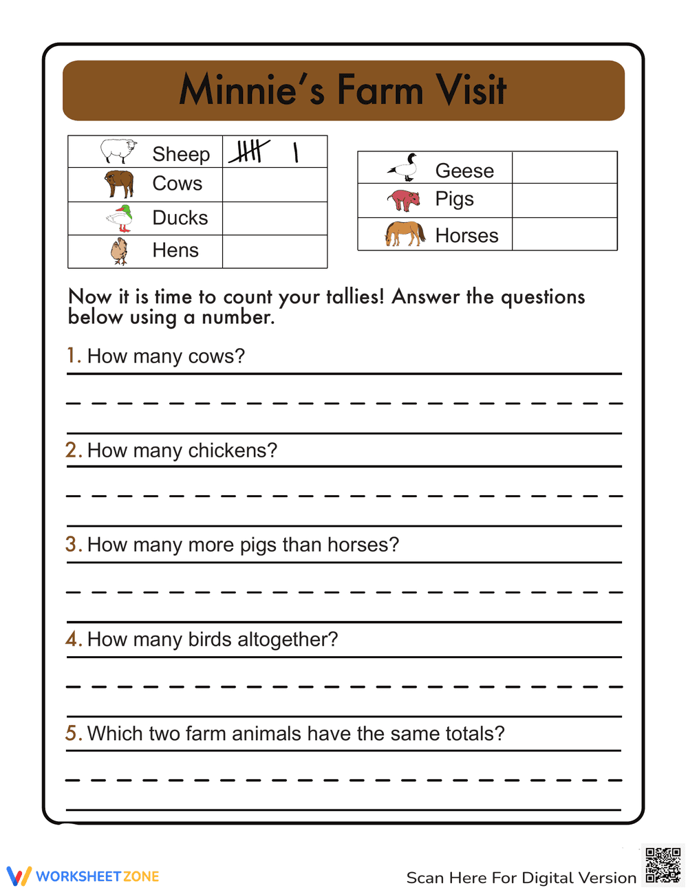 Tally Mark Practice on the Farm - Page 2