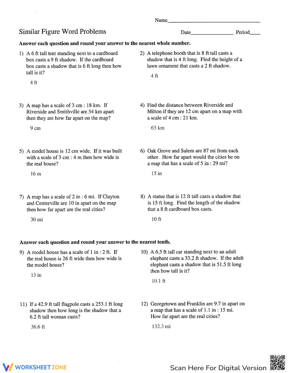 Similar Figures Word Problems - Page 2