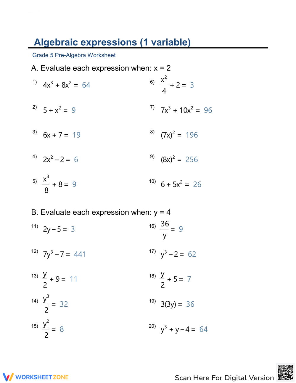 Expressions and Equations 3 - Page 2