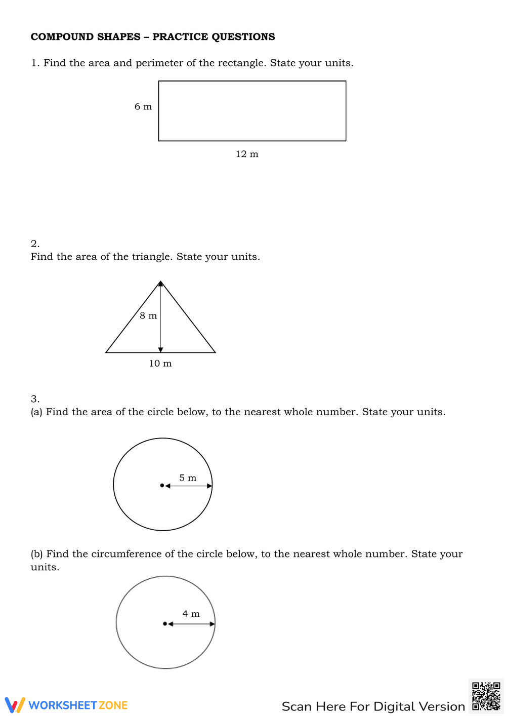Compound Shapes Practice: Area Calculation - Page 1
