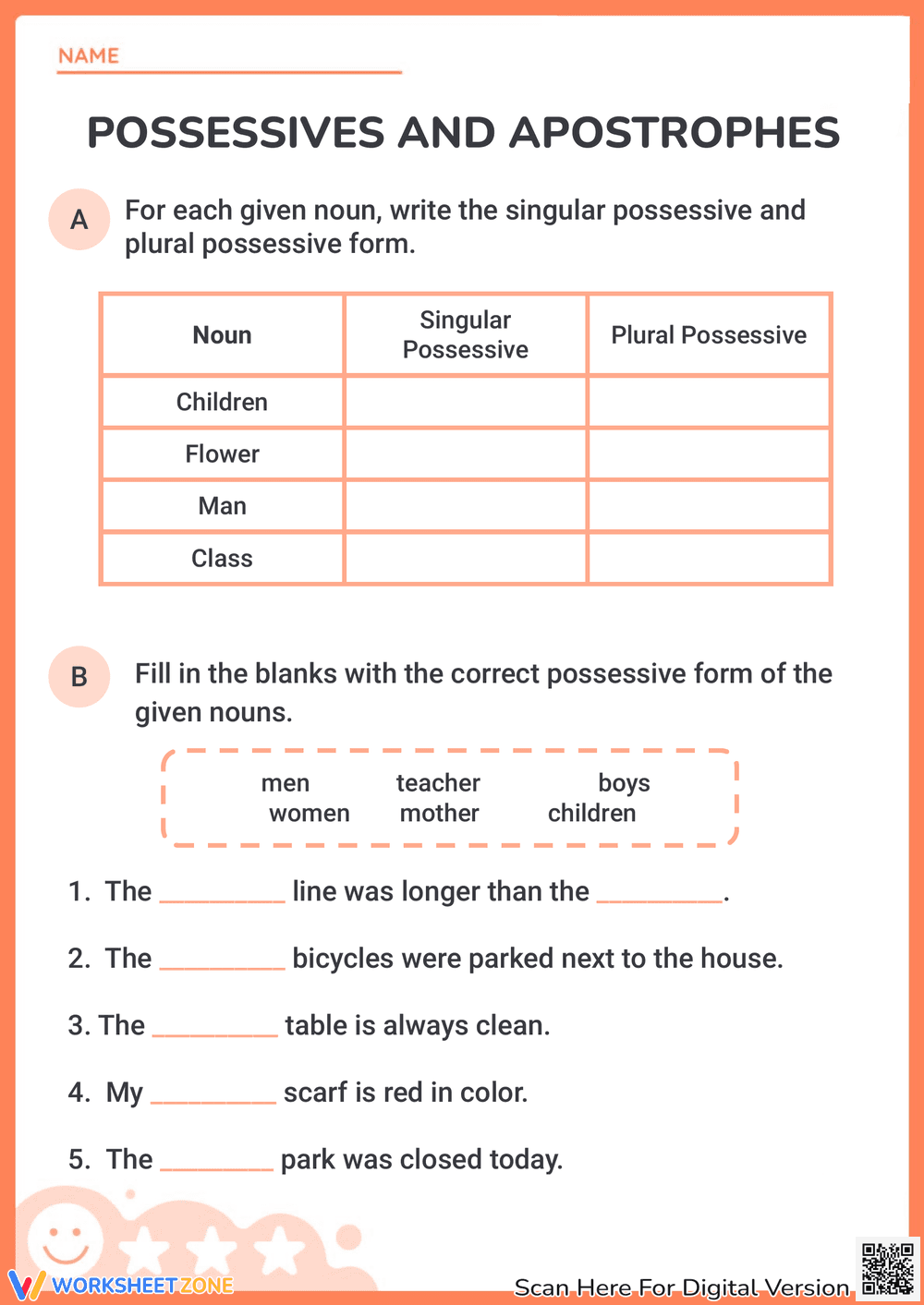 Possessives & Apostrophes: Grammar Practice - Page 1