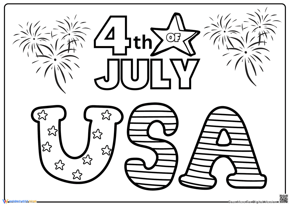 4th of July Independence Day Coloring Page - Page 1