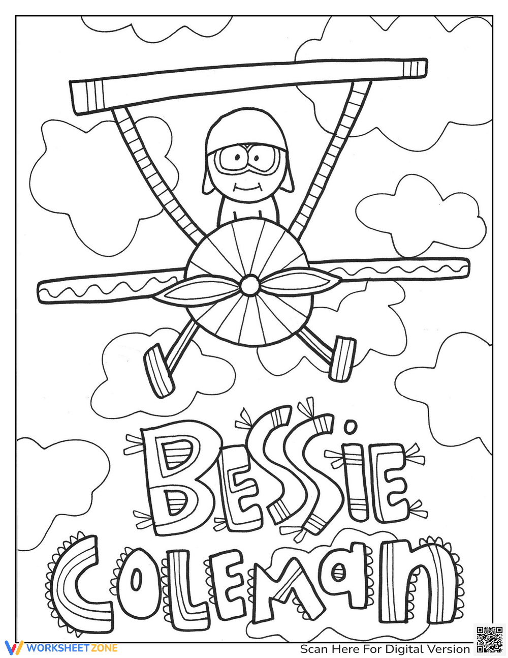 Bessie Coleman Coloring Page - Page 1