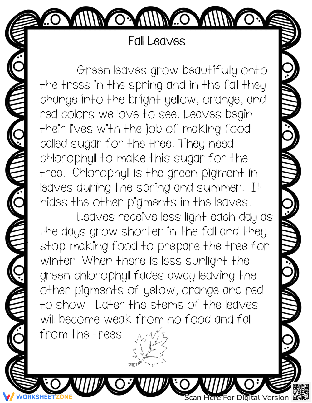 Non-Fiction Reading Comprehension: Fall Leaves - Page 1