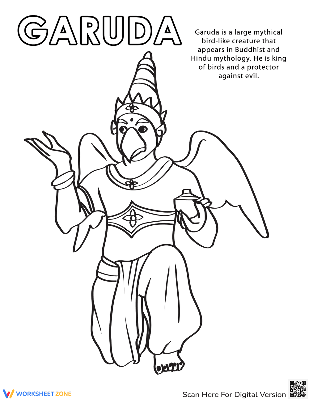 Garuda Coloring Page: Mythological Art - Page 1