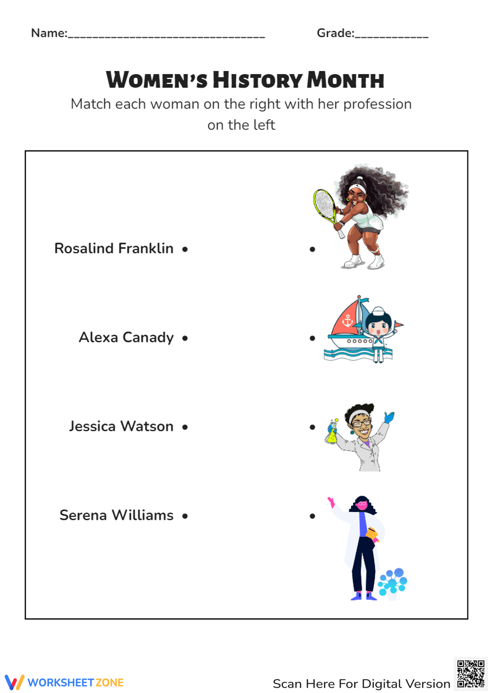 Women’s History Month Matching Game Activity - Page 1