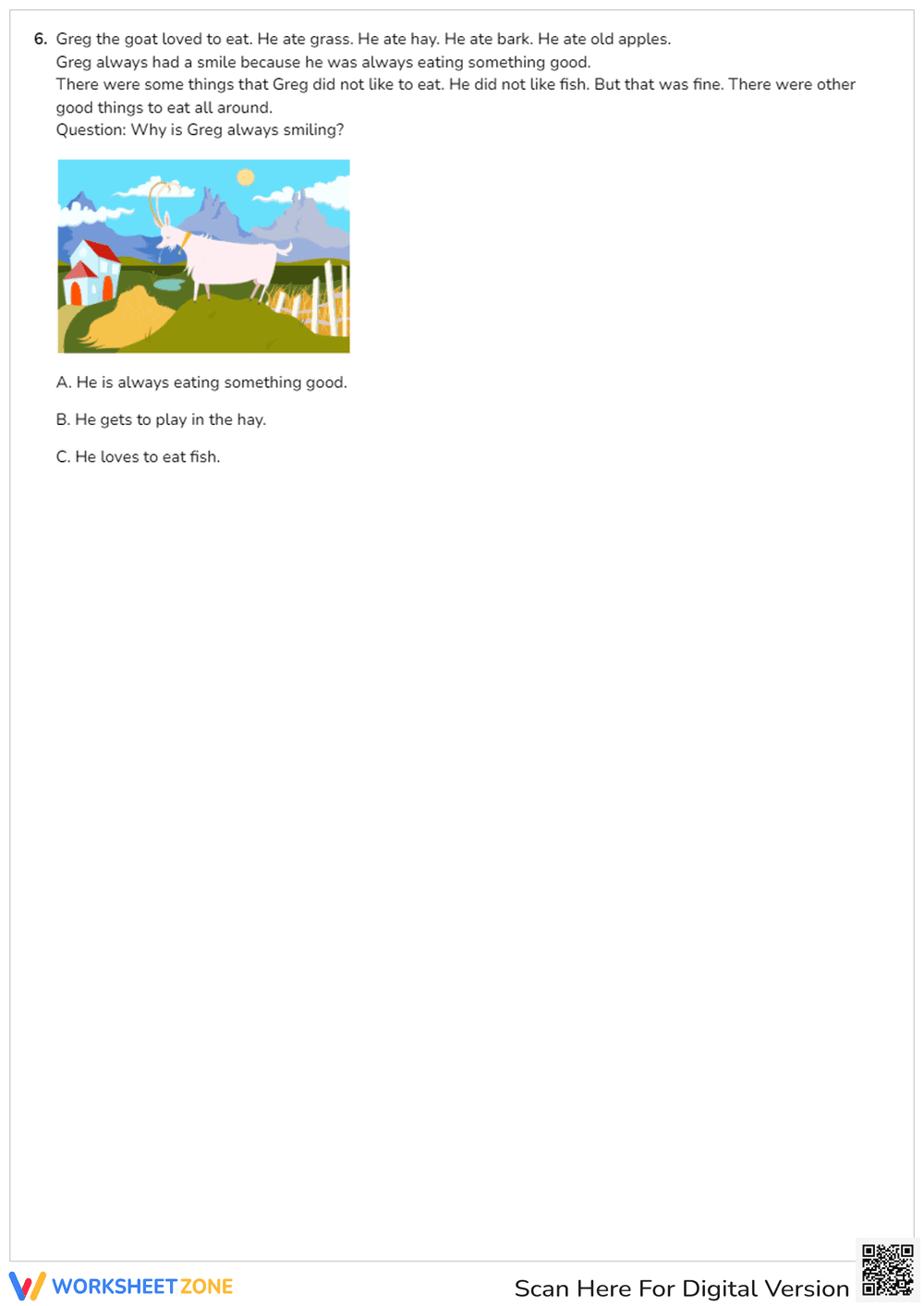 Greg the Goat: A Reading Comprehension Exercise - Page 3