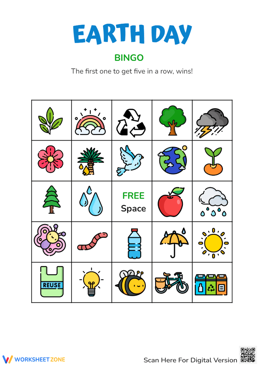Printable Earth Day Bingo Card for Eco Awareness - Page 1