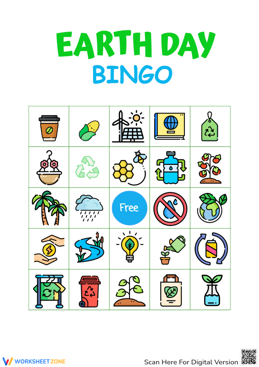 Eco-Friendly Earth Day Bingo Card for Learning - Page 1