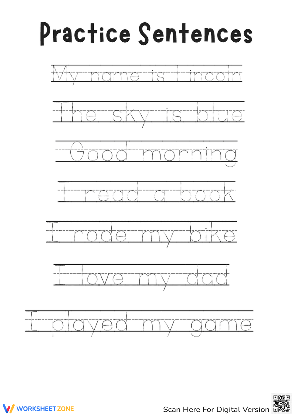 Simple Sentence Writing Practice - Page 1