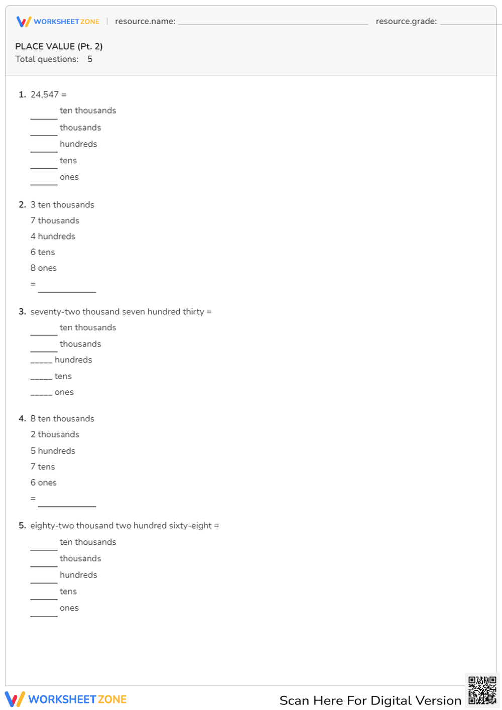 PLACE VALUE (Pt. 2) - Page 1