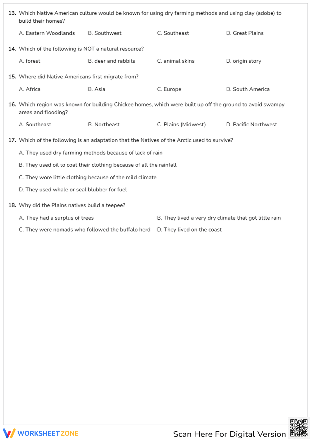 Native American Cultures Quiz - Page 2