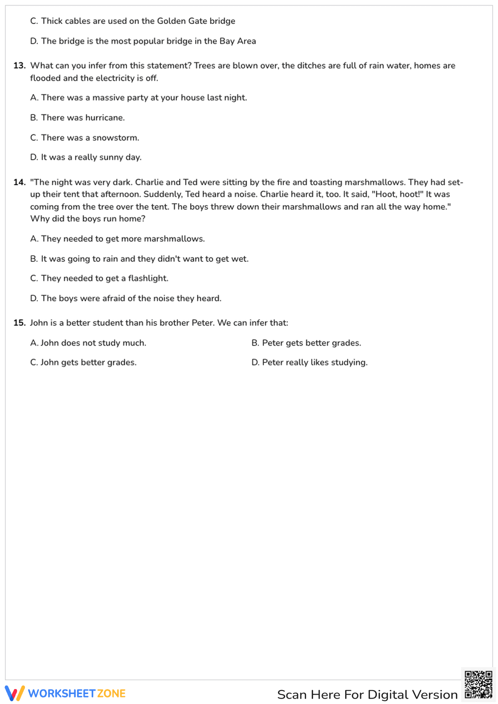 Context Clues and Inference Worksheet - Page 3
