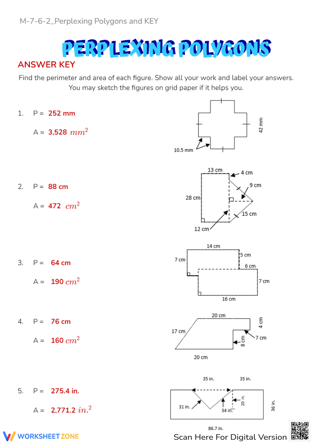 Perplexing Polygons: Perimeter & Area Practice - Grades 6-8 - Page 2
