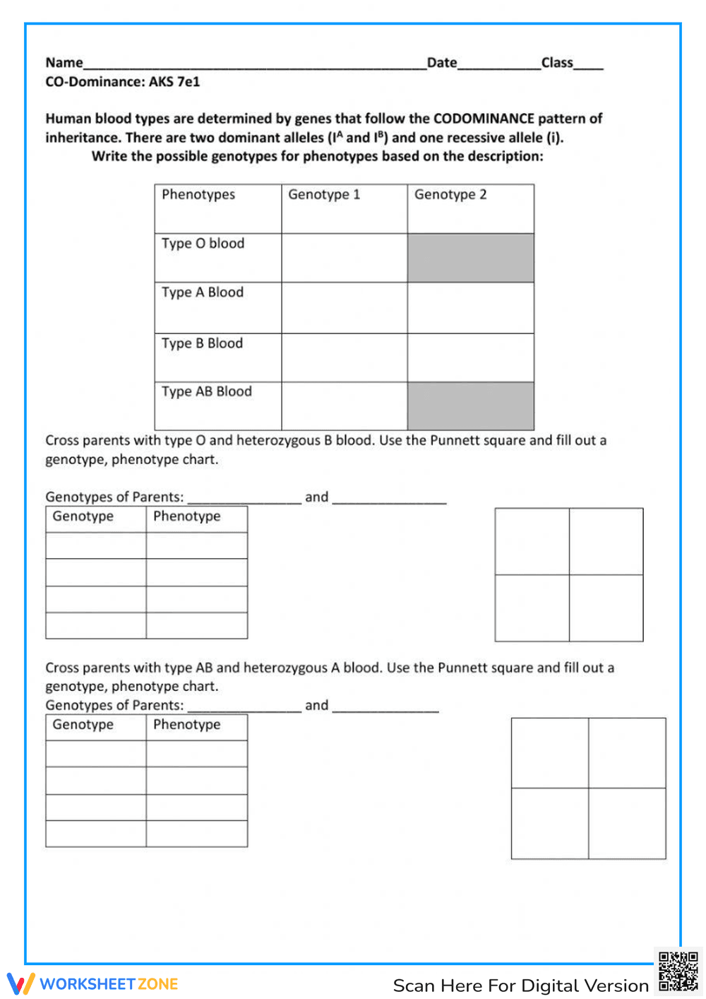 Codominance Blood Types - Page 1