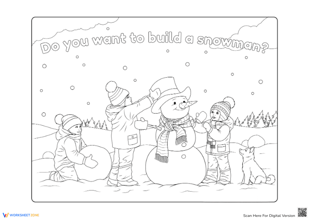 Build a Snowman Coloring Sheet - Page 1