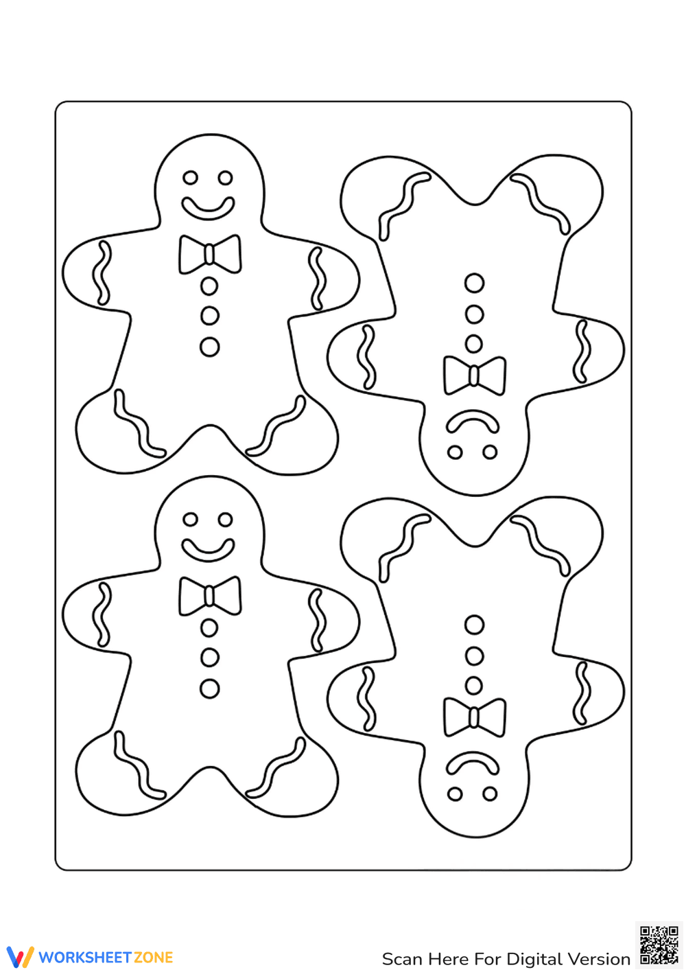 Unique Gingerbread Men Coloring - Page 1
