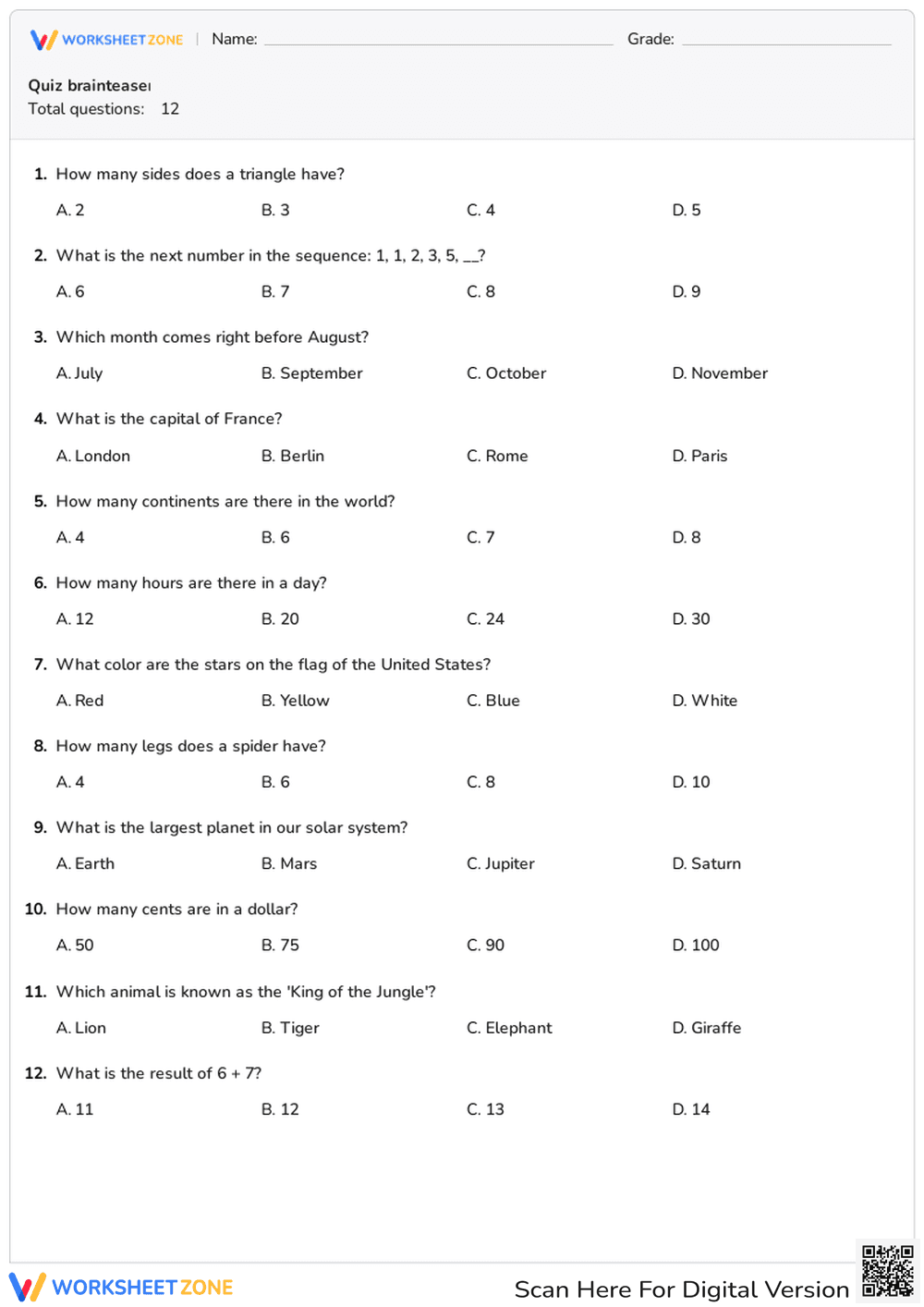 Quiz brainteaser - Page 1