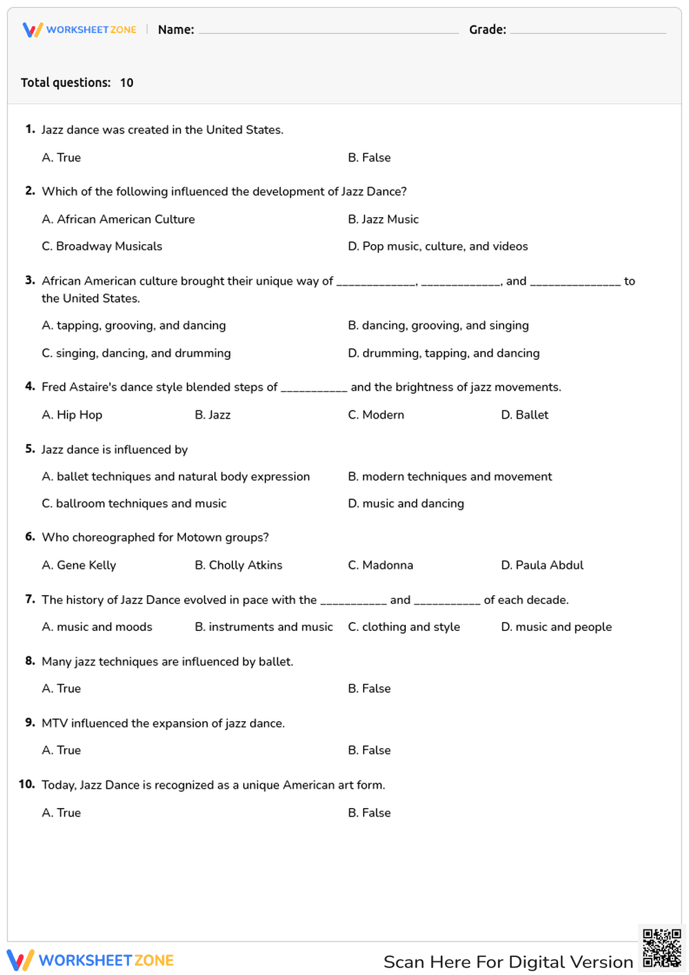 Jazz Dance History Quiz: Styles and Influences - Page 1