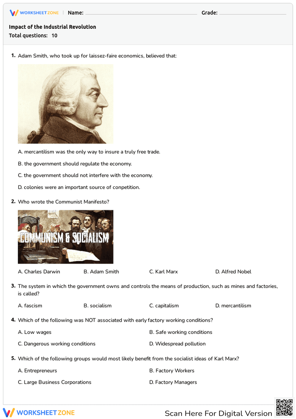 Impact of the Industrial Revolution Quiz - Page 1