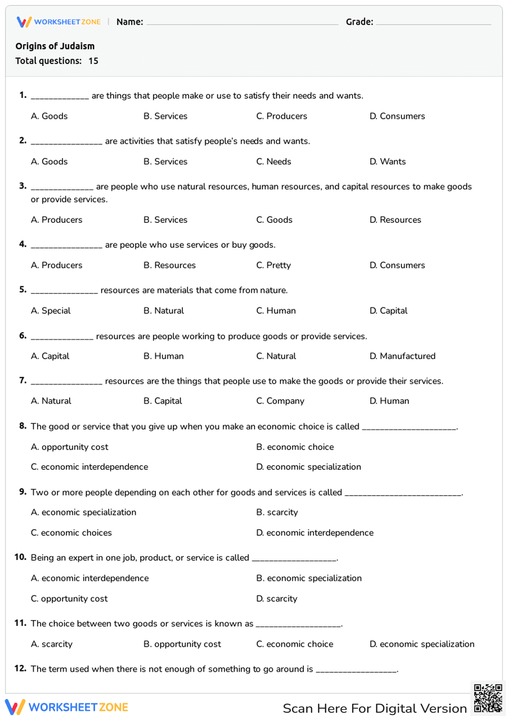 Basic Economics Term Quiz - Page 1