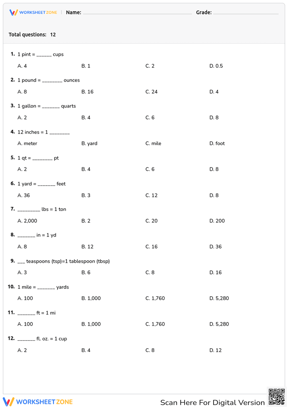 Measurement Conversion Charts - Page 1