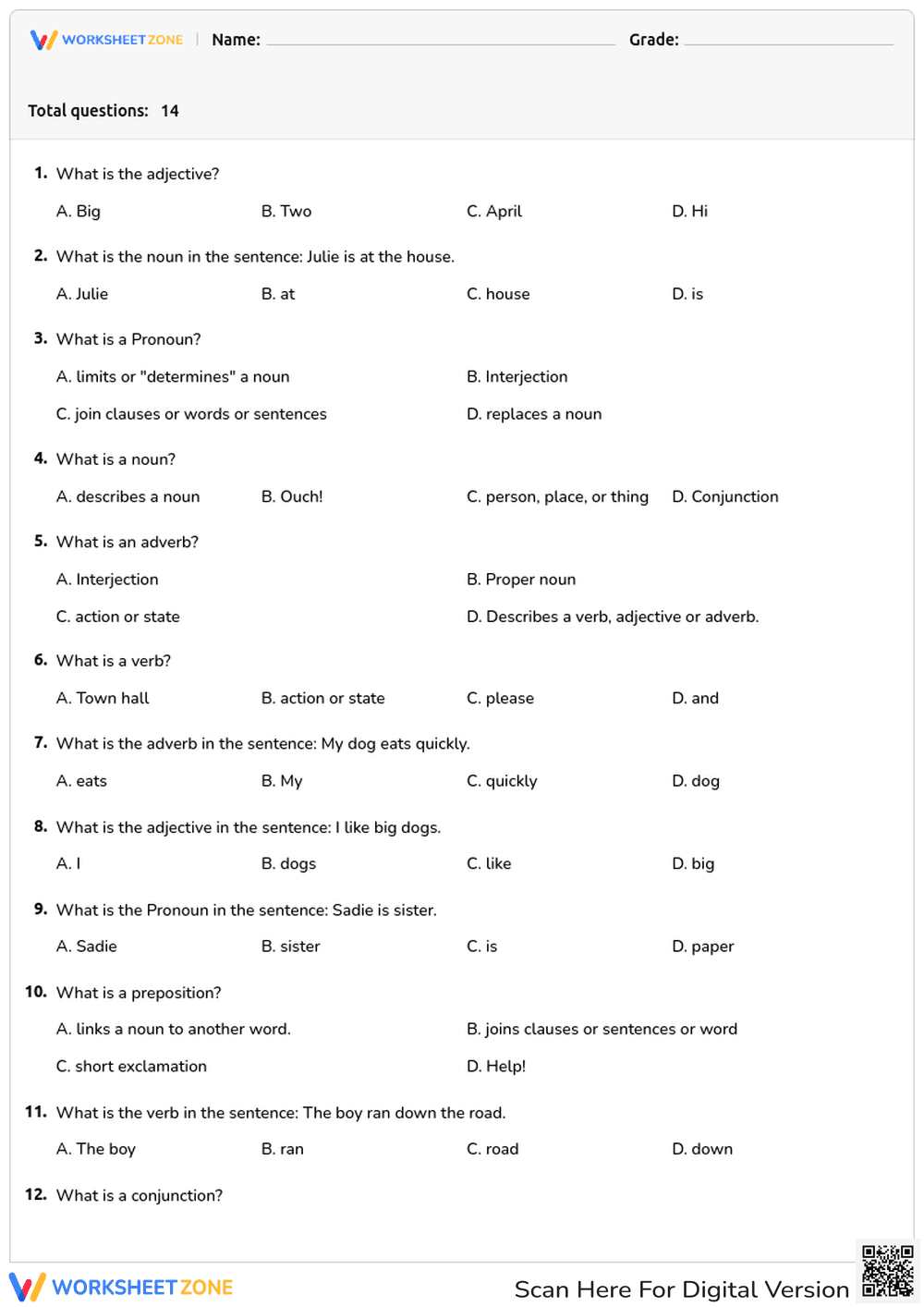 Parts of speech - Page 1