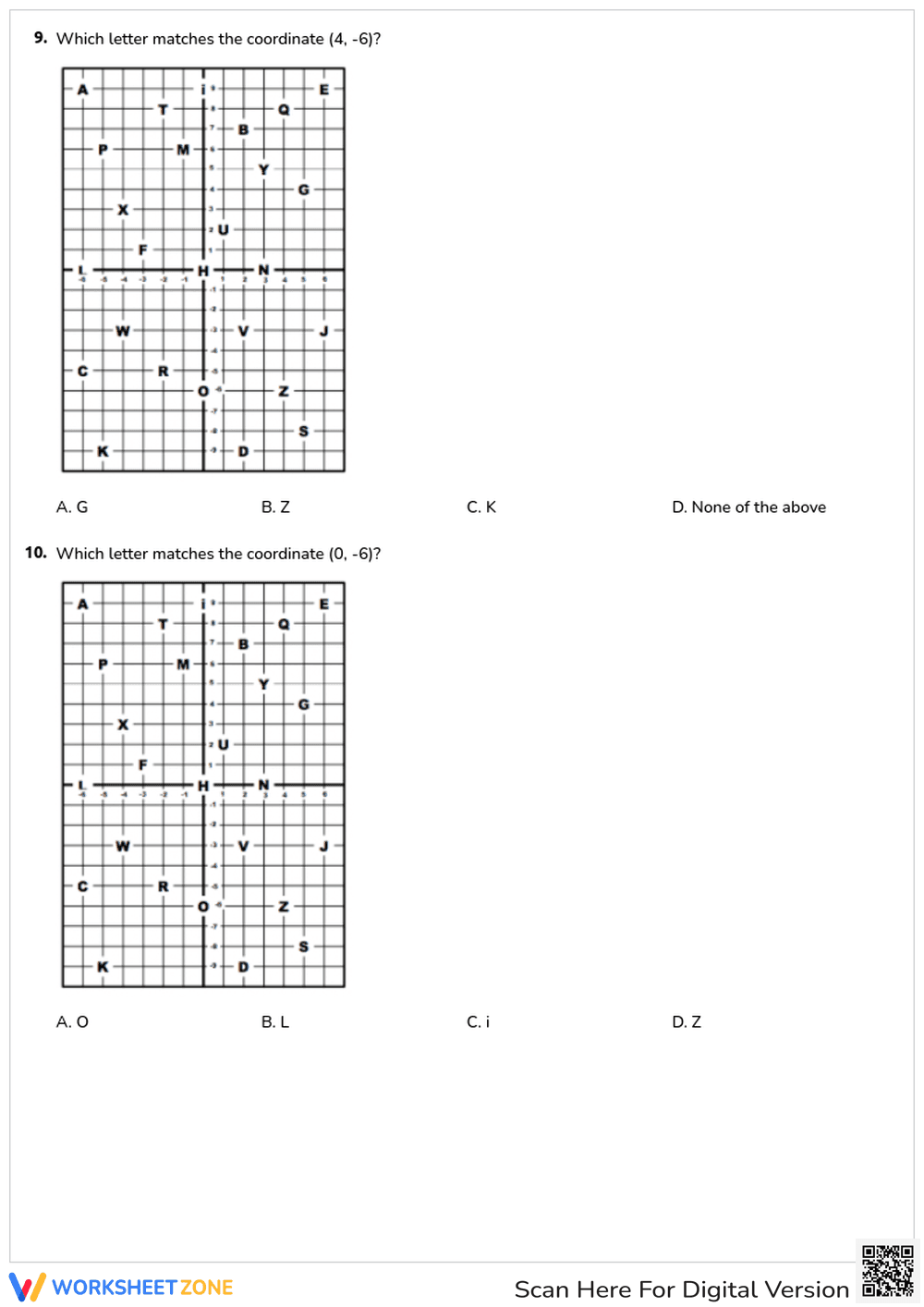 Graphing Points on a Coordinate Plane - Page 2