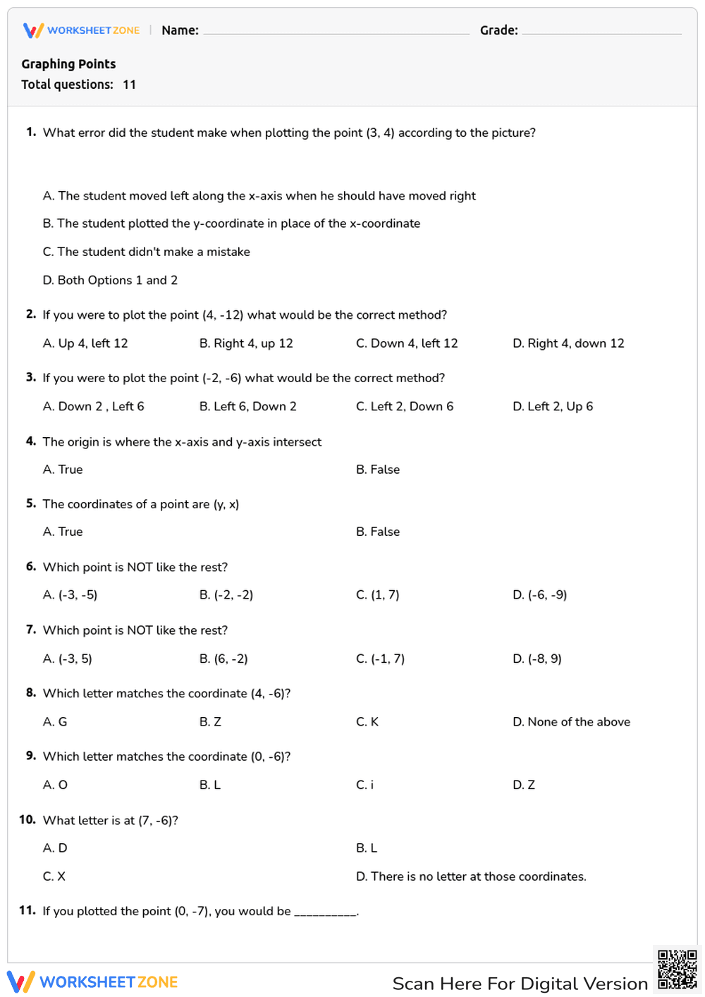 Graphing Points - Page 1