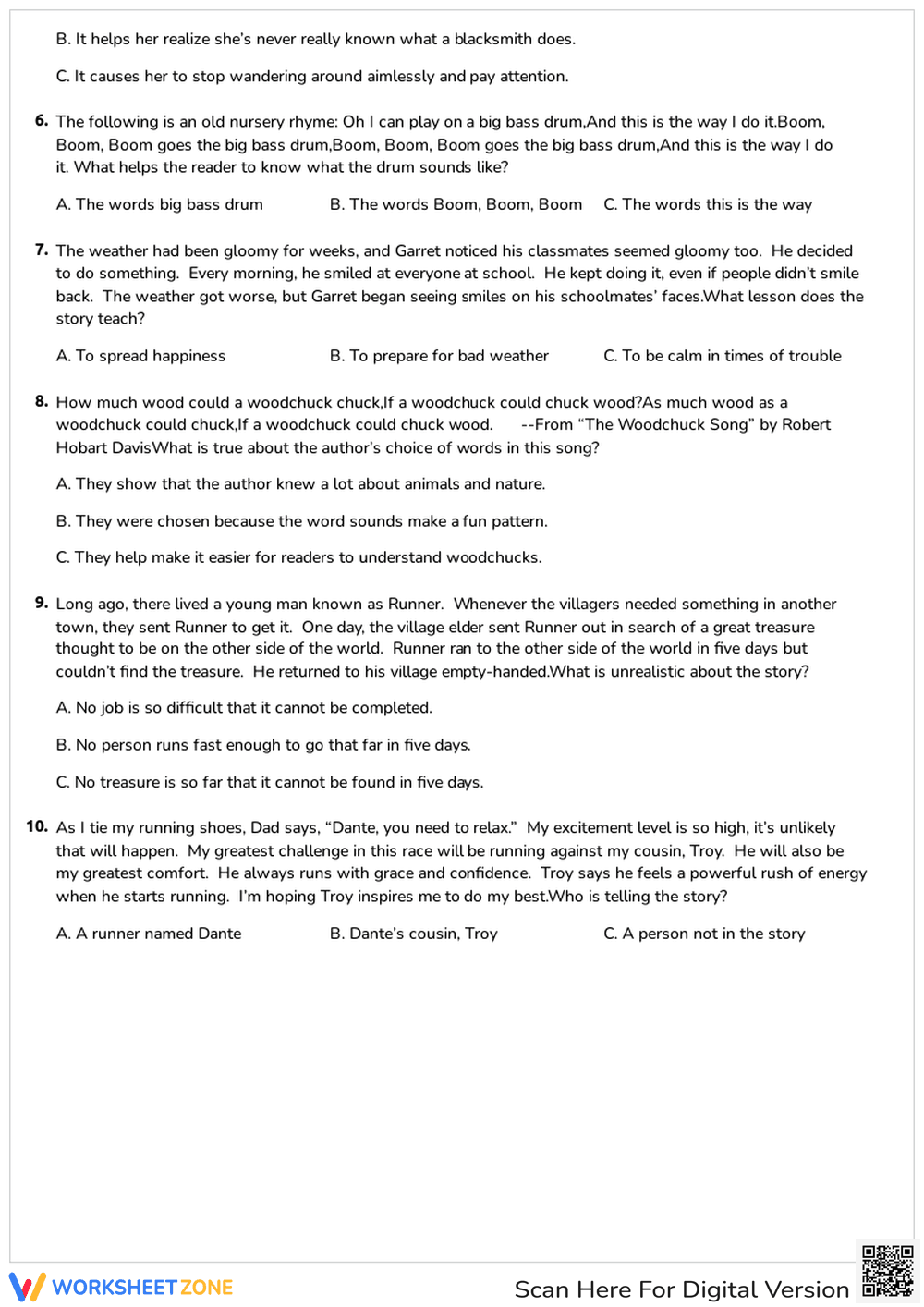 Analyzing Literary Text: Meaning and Impact Quiz - Page 2