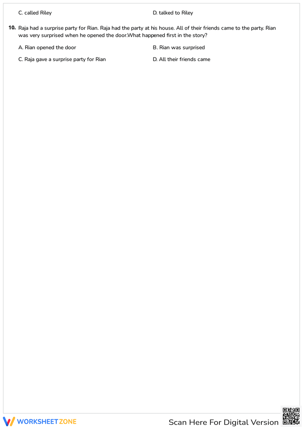 Cause and Effect and Sequencing Quiz - Page 2