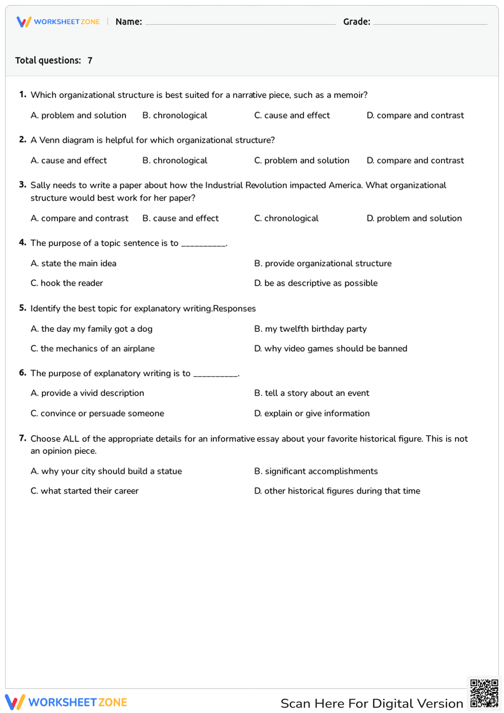 Explanatory Writing: Structure and Organization - Page 1