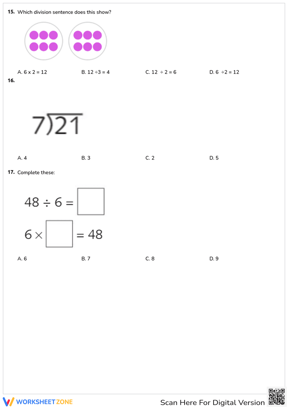 Division Practice Without Remainders - Page 4